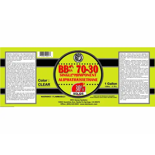 Bdc70-30-5 5gal 70-30 Urethane Top Coat Sing Comp Clear