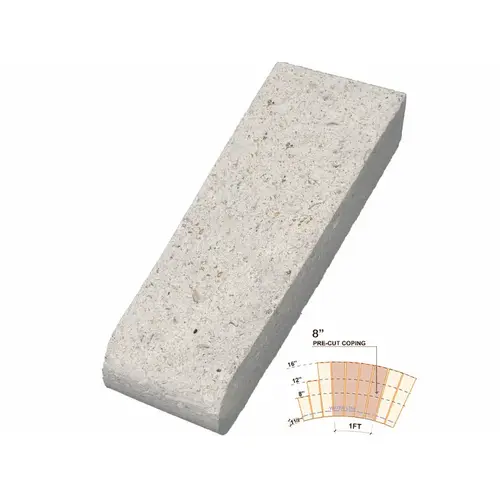 4" X 8" Ivory Shellock Pre-cut Single Sided Bullnose Coping