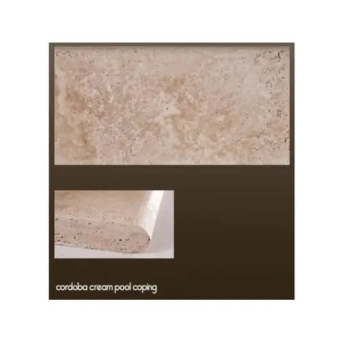 5cm X 12" X 24" Cordoba Cream Bullnose Tumbled Travertine Coping
