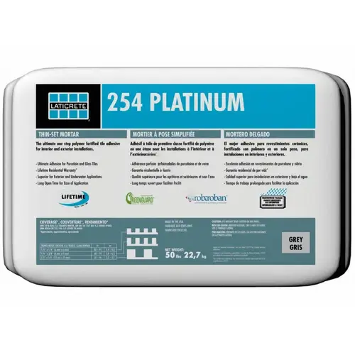 Laticrete 254 Platinum Thin Set Mortar, White - 50lb Bag