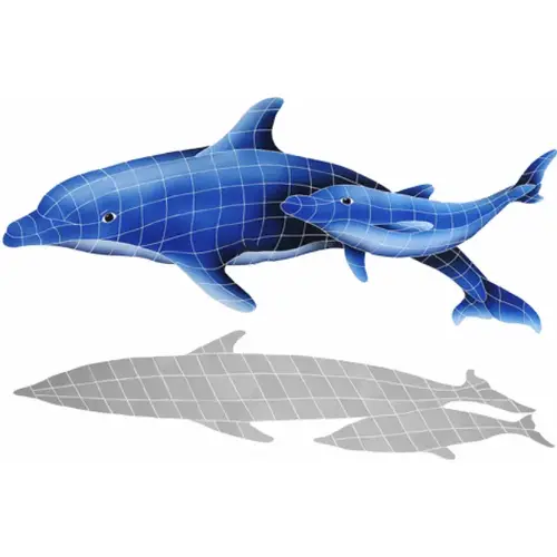 37" X 57" Dolphin Pair With Shadow Blue 37" X 57" Dolphin Pair With Shadow Blue
