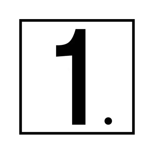 6" X 6" White Tile With Black 5" Smooth "1." Depth Marker