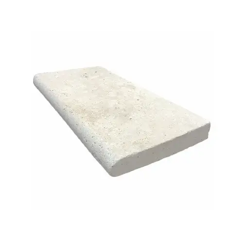 12" X 24" Ivory Travertine Bullnose Tumbled Coping
