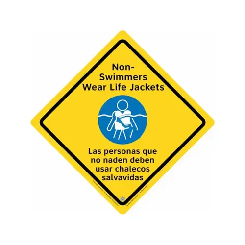 23" English/spanish Outdoor Non-swimmers Wear Life Jacket Sign
