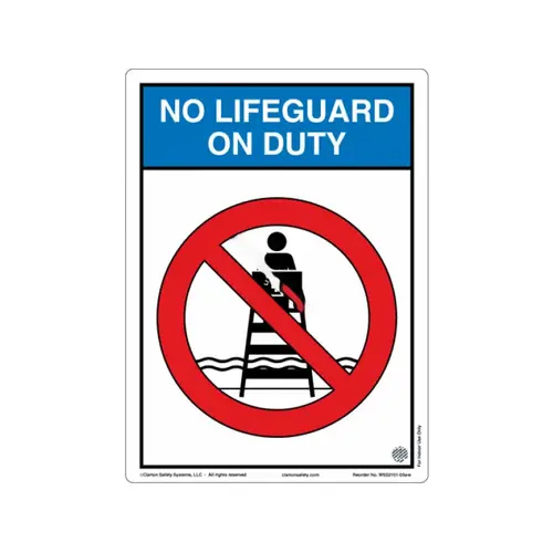 13" X 9 1/2" Outdoor No Lifeguard On Duty Sign