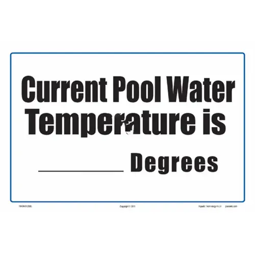 12"x8" White/black Current Pool Water Temperature Write-on Sign 12"x8" White/black Current Pool Water Temperature Write-on Sign