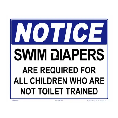 12"x10" Blue Notice Swim Diapers Required Sign