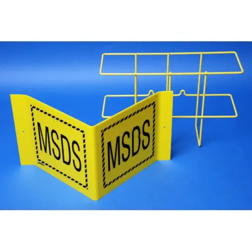 9" X 14" X 4.5" Msds Sign With Wire Rack, English Yellow 9" X 14" X 4.5" Msds Sign With Wire Rack, English Yellow