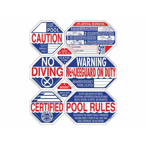 40" X 48" 8-in-1 Nevada Pool Safety Sign