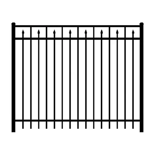 6' X 55" Black 3233 Regis Aluminum Fence Flat Top Panel With Alternate Spears