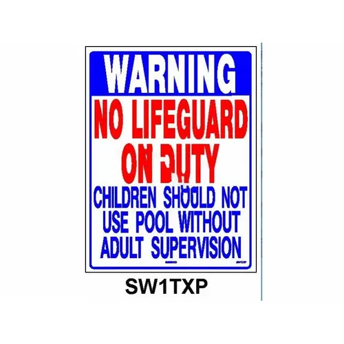 18" X 24" Vertical No Lifeguard On Duty Pool Sign (tx) 18" X 24" Vertical No Lifeguard On Duty Pool Sign (tx)