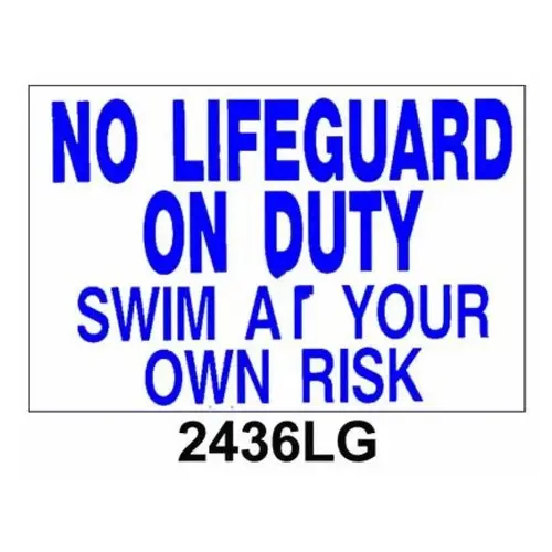 24" X 36" Horizontal No Lifeguard On Duty Sign