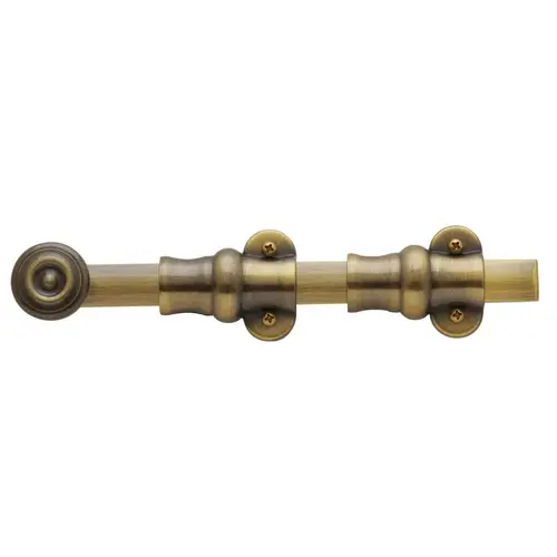 8" Ornamental Surface Bolt Antique Brass Finish 8" Ornamental Surface Bolt Antique Brass Finish