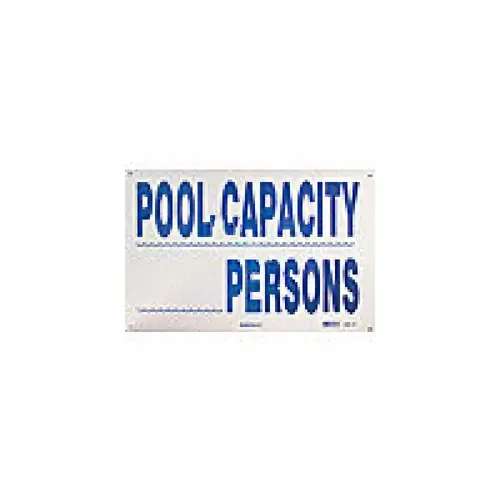 12" X 18" Horizontal Pool Capacity Sign 12" X 18" Horizontal Pool Capacity Sign