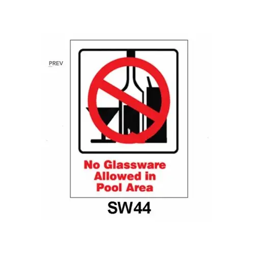 9" X 12" Vertical No Glassware Allowed Sign 9" X 12" Vertical No Glassware Allowed Sign
