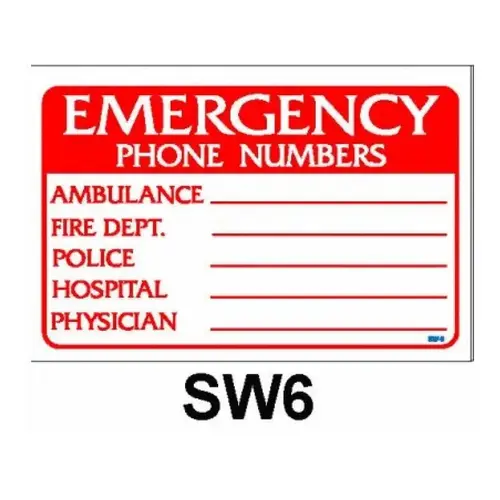 12"x18" Emergency Phone Numbers Sign 12"x18" Emergency Phone Numbers Sign