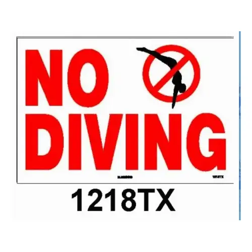 18" X 12" Horizontal No Diving Sign 18" X 12" Horizontal No Diving Sign