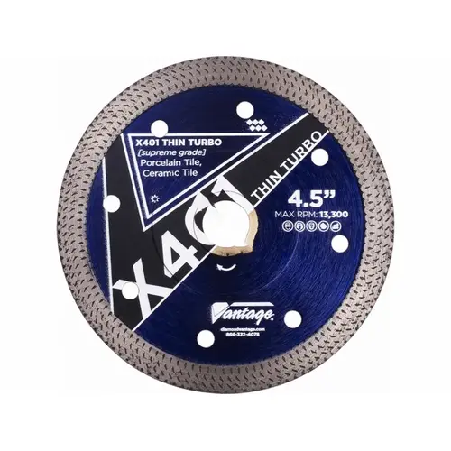 4.5" X 7/8-5/8" Arbor Porcelain Turbo Diamond Blade