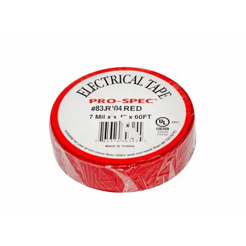 10/bdl .75"x60' Red Electrical Tape 10/bdl .75"x60' Red Electrical Tape