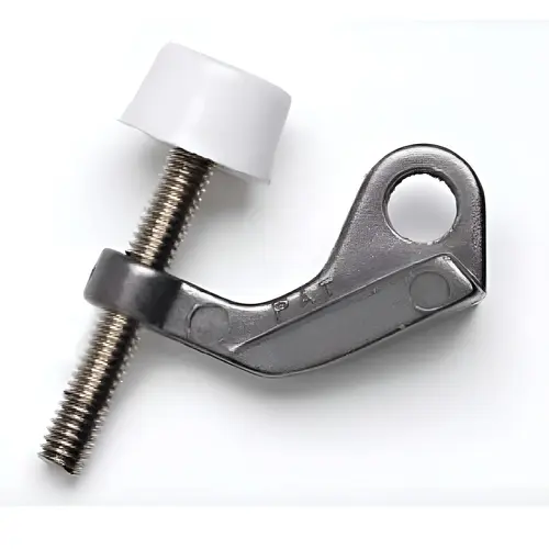 Residential Doorsaver Door Stop, Carbon Steel Material, Hinge Mounted Design, Single Bumper, Antique Nickel Finish Residential Doorsaver Door Stop, Carbon Steel Material, Hinge Mounted Design, Single Bumper, Antique Nickel Finish