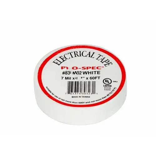 10/bdl .75"x60' White Electrical Tape 10/bdl .75"x60' White Electrical Tape