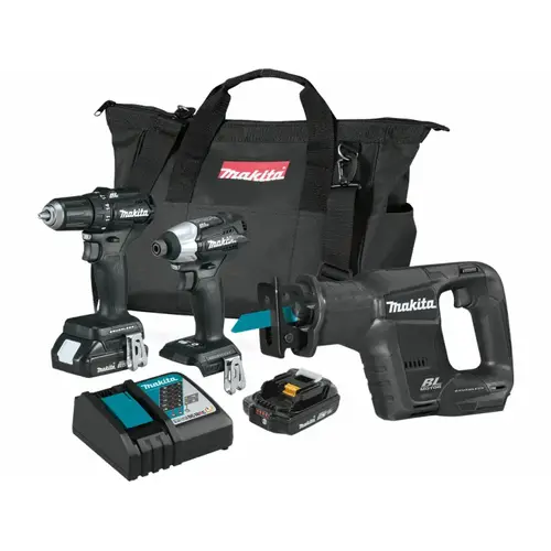 18-Volt LXT Lithium-Ion Sub-Compact Brushless Cordless Combo Kit (Driver-Drill/Impact Driver/Recipro Saw) 2.0Ah Black 18-Volt LXT Lithium-Ion Sub-Compact Brushless Cordless Combo Kit (Driver-Drill/Impact Driver/Recipro Saw) 2.0Ah Black