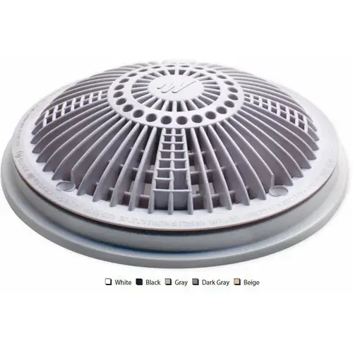 8" Tru Flo Drain Cover & Frame, Round, White