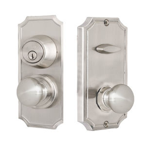 Weslock 01501ININSL2D Unigard Premiere Interconnected Entry with Impresa Knob with 2-3/8" Latch and Round Corner Strikes Satin Nickel Finish