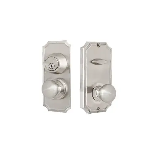 Unigard Premiere Interconnected Entry with Impresa Knob and Combo Strike with 2-3/4" Latch Satin Nickel Finish Unigard Premiere Interconnected Entry with Impresa Knob and Combo Strike with 2-3/4" Latch Satin Nickel Finish