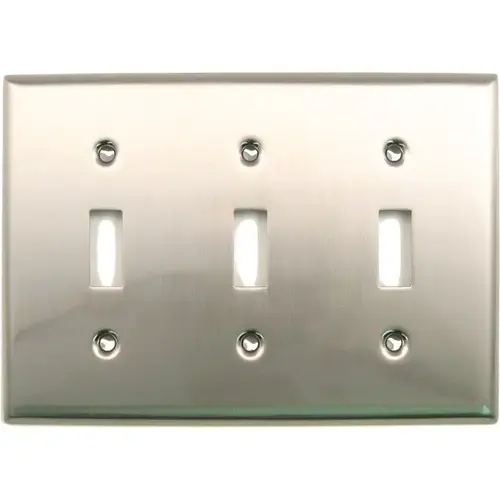 Triple Toggle Switch Plate Satin Nickel Finish