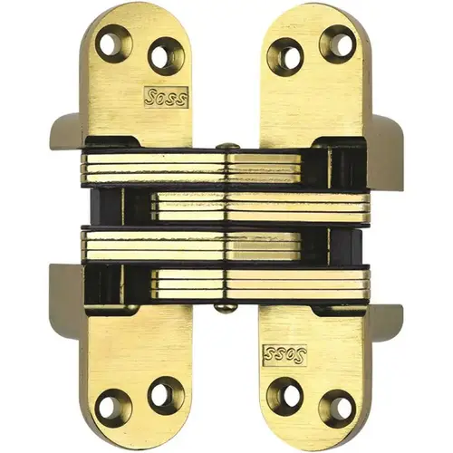 1-1/8" x 4-5/8" Heavy Duty Invisible Hinge for 1-3/4" Doors Satin Brass Finish 1-1/8" x 4-5/8" Heavy Duty Invisible Hinge for 1-3/4" Doors Satin Brass Finish