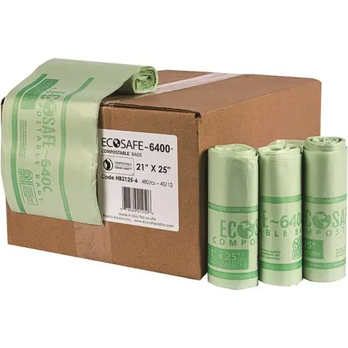 0.6 mil 21 in. x 25 in. 8 Gal. Compostable Can Liner Green - pack of 480