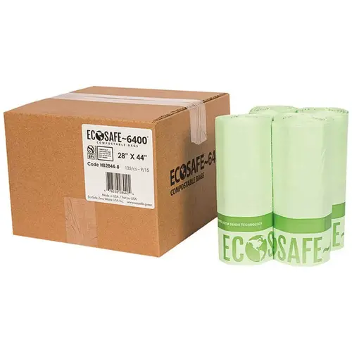 0.85 mil 28 in. x 44 in. 35 Gal. Compostable Can Liners Green - pack of 135