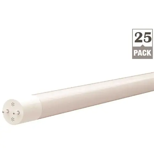32-Watt Equivalent 2 ft. Linear T8 LED Tube Light Bulb Non-Dimmable Bypass Type B Bright White 3500K - pack of 25
