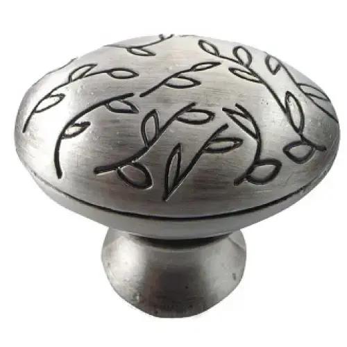 1 1/2" Vine Egg Knob - Satin Silver Antique 1 1/2" Vine Egg Knob - Satin Silver Antique