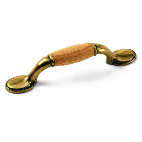 First Family 3 In. Center-To-Center Oak & Brass Cabinet Drawer Pull First Family 3 In. Center-To-Center Oak & Brass Cabinet Drawer Pull