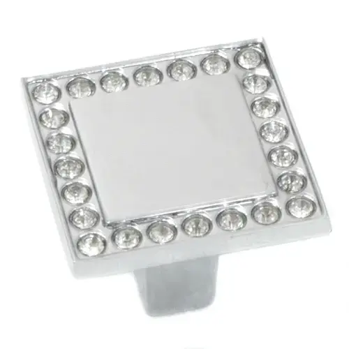 Bellagio Square Knob - Polished Chrome/Crystals Bellagio Square Knob - Polished Chrome/Crystals
