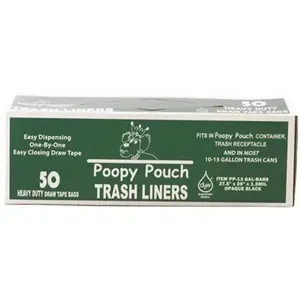 POOPY POUCH PP-13GAL-BAGS 13 Gal. Trash Bags for Pet Waste Station Receptacles Black - pack of 50