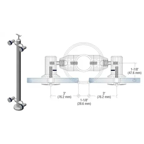Brushed Stainless 42" P7 Series 180 Degree Center Post Swivel Fitting Railing Kit