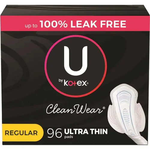 CleanWear Ultra Thin Pads with Wings, Regular Absorbency - pack of 96