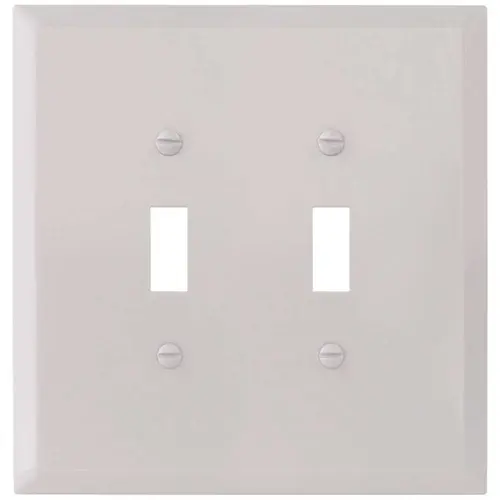 White Smooth 2-Gang Toggle Jumbo Metal Wall Plate - pack of 10