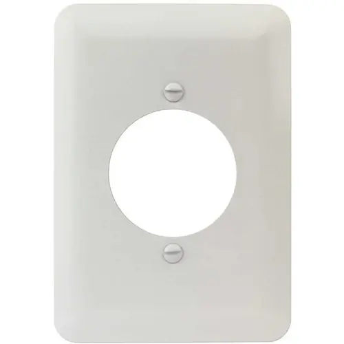 White Smooth 1.406 in. 1-Gang Single Receptacle Maxi Metal Wall Plate