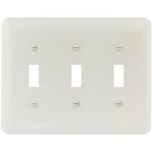 White Smooth 3-Gang Toggle Princess Metal Wall Plate