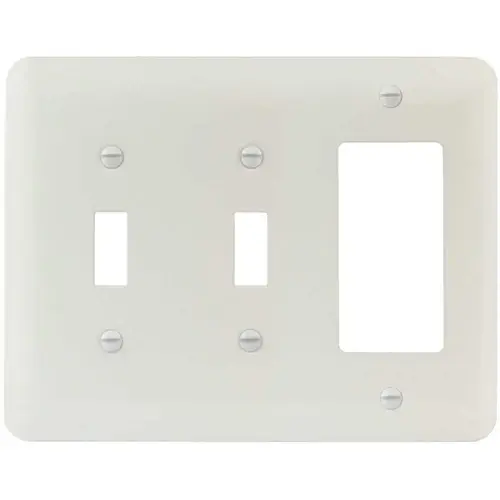 White Smooth 3-Gang Toggle/Toggle/Rocker Princess Metal Wall Plate - pack of 10