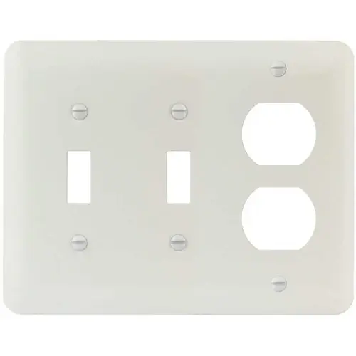 White Smooth 3-Gang Toggle/Toggle/Duplex Princess Metal Wall Plate - pack of 10 White Smooth 3-Gang Toggle/Toggle/Duplex Princess Metal Wall Plate - pack of 10