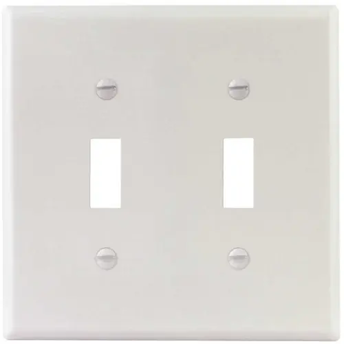White Smooth 2-Gang Toggle Standard Metal Wall Plate