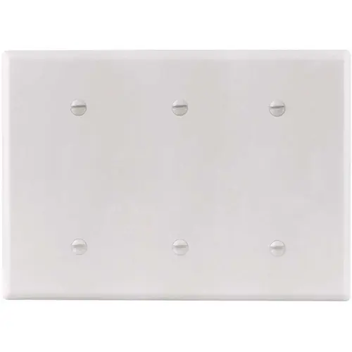 White Smooth 3-Gang Blank Standard Metal Wall Plate - pack of 10 White Smooth 3-Gang Blank Standard Metal Wall Plate - pack of 10