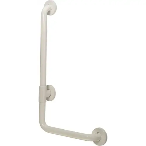18 in. Contractor Antimicrobial Vinyl Coated L-Shape Grab Bar Right Orientation in White