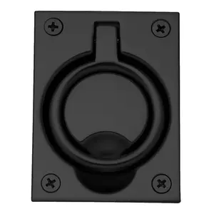 Baldwin 0395190 Flush Ring Pull Satin Black Finish