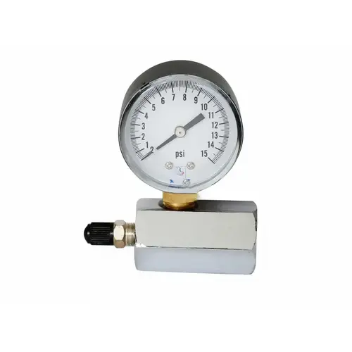 15# Test Gas Gauge With .75" Fpt Connection Silver 15# Test Gas Gauge With .75" Fpt Connection Silver